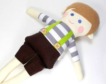 boy rag doll | cloth doll for boys | fabric rag doll | sebastian doll for boy | handmade boy doll | keepsake doll