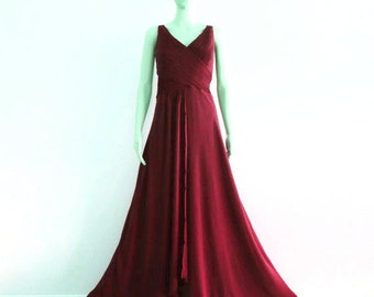 Burgundy Long Bridesmaid Dress. Burgundy Prom Dress.