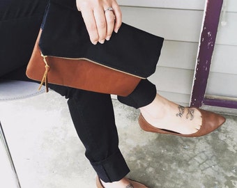 Black Clutch, Black Handbag, Fold Over Clutch, Foldover Clutch, Leather Handbag, Leather Clutch, Black Evening Clutch, Clutch Handbag