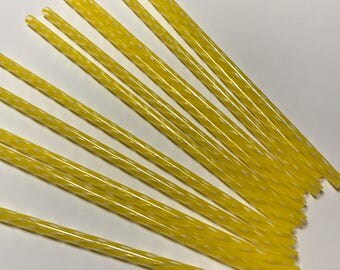 9" Yellow Plastic Reuseable Straw