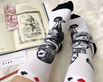 Alice in Wonderland Socks - Ladies Socks - Gift for Book Lover - Book Socks - Novelty Socks - Literature Gift - Gift for Her - Womens Socks
