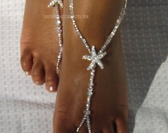 Swarovski Beach Wedding Barefoot Sandal Barefoot Sandal Foot Jewelry Beach Wedding Barefoot Sandal Starfish Anklet