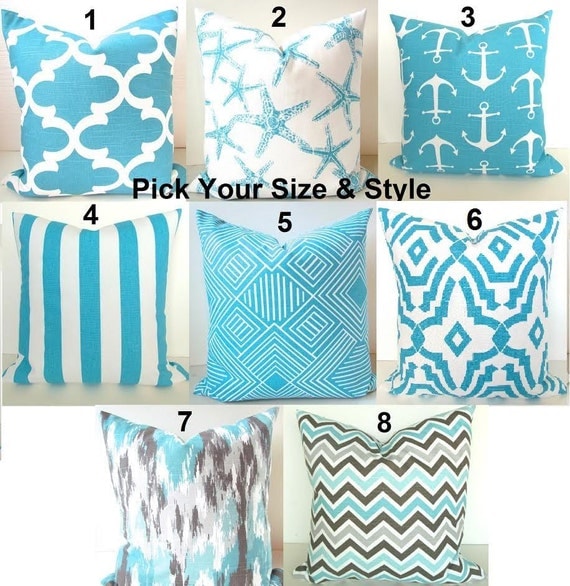 Turquoise PILLOWS Aqua Blue Pillow Covers Turquoise Throw