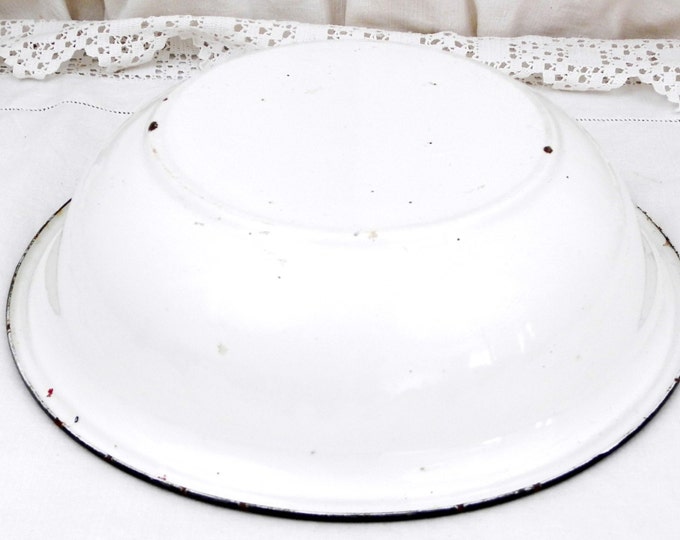 Vintage French Enamelware White Wash Bowl / Basin, French Country Decor, Retro Vintage Home Interior, Antique, Rustic Washing, Shabby, Chic Vintage French Enamelware White Wash Bowl / Basin, French Country Decor, Retro Vintage Home Interior, Antique, Rustic Washing, Shabby, Chic
