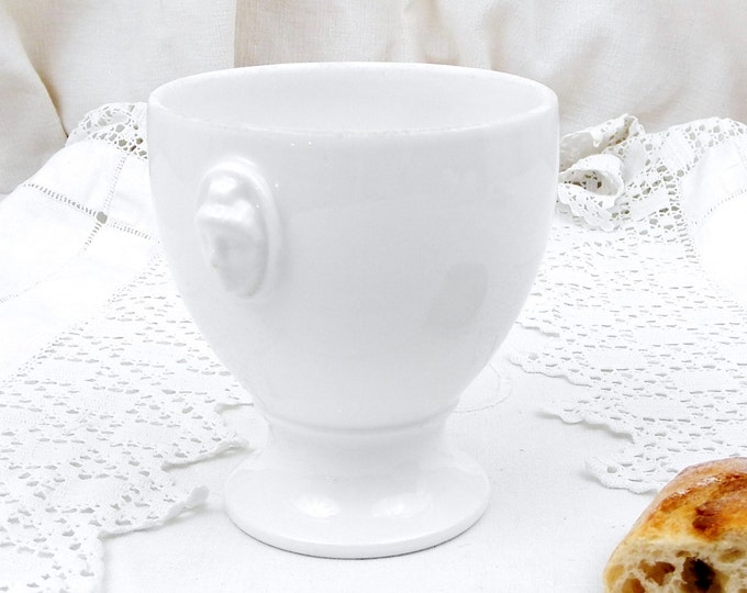 Antique French White Bone China Porcelain Bouillon Bowl with 2 Heads, French Country Decor, Rustic, Cottage, Shabby, Chateau, Chic, Vintage