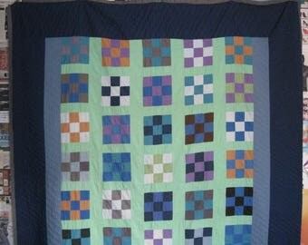 Vintage Amish Nine-Patch Quilt, Midwest