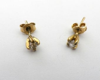 Diamante stud earrings, gold plated silver earrings, 925 silver fittings, tiny rhinestone, 3mm diameter, presentation box, jewellery gifts