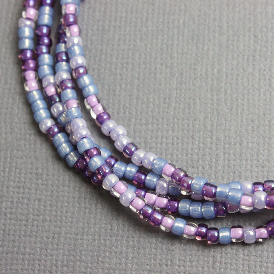 Purple Seed Bead Necklace Purple Single Strand Necklace