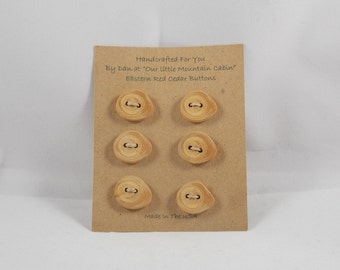 Wooden Buttons Handcrafted Eastern Red Cedar ~ Six Buttons