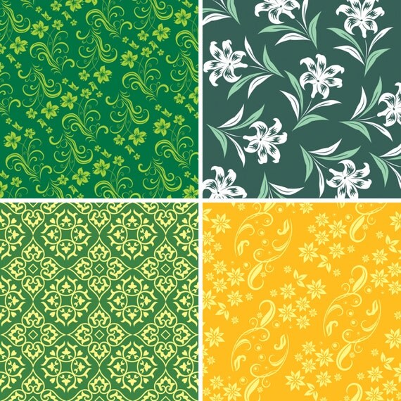 FOUR 12 x 12 Vinyl Sheets Set Flower Pattern