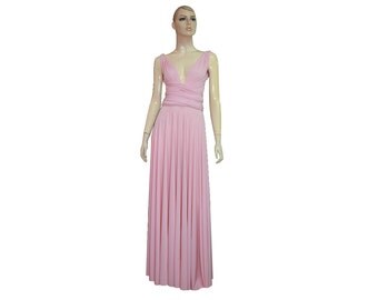 Convertible Bridesmaid Dress Baby Pink Maxi Wrap Infinity Dress XS-5XL