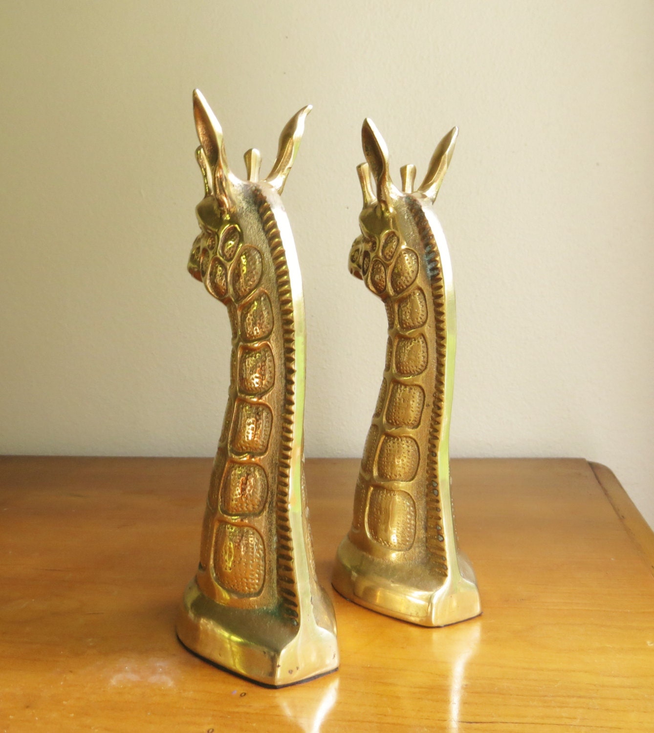 Vintage Brass Giraffe Bookends Gold Giraffe Book Ends