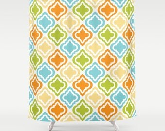 Shower Curtain, Contemporary Shower, Modern Shower Curtain, Diamond Shapes, Shabby Chic, Orange Shower, Green Shower, Blue, Yellow, Sabine