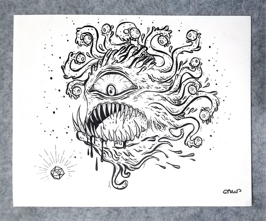 Original Ink Drawing Beholder