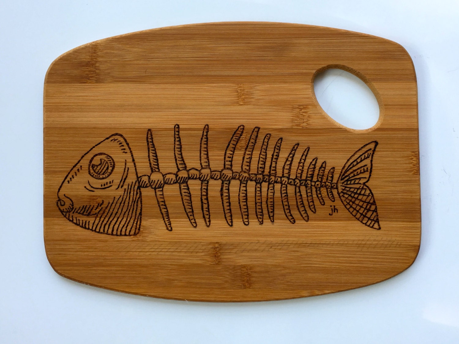 Fish Bones Cutting Board Pyrography