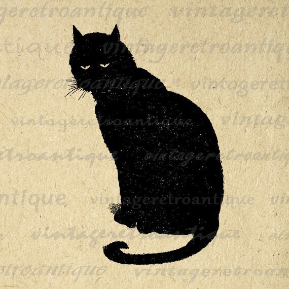 Printable Cat Image Download Black Cat Graphic Digital Artwork