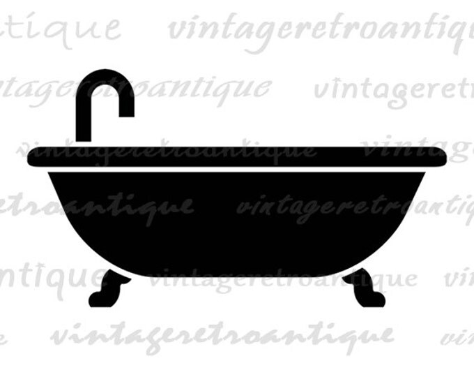 Bathtub Printable Digital Graphic Bathroom Icon Download Bathtub Icon Image Vintage Clip Art Jpg Png Eps HQ 300dpi No.4444