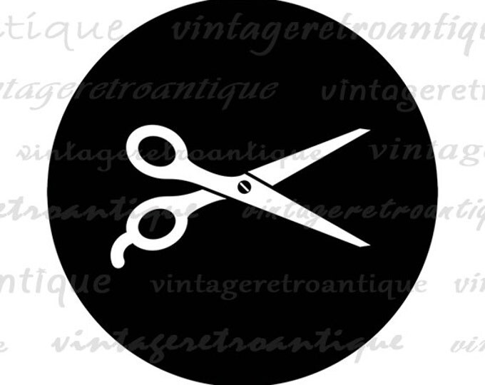 Digital Printable Barber's Shears Image Salon Hairdresser Scissors Graphic Download Antique Clip Art Jpg Png Eps HQ 300dpi No.4388