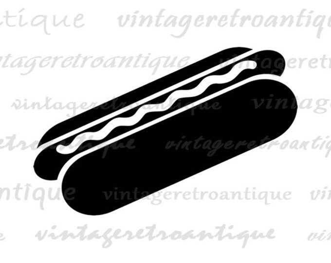 Hot Dog Image Graphic Printable Digital Download Illustration Vintage Clip Art Jpg Png Eps HQ 300dpi No.4015