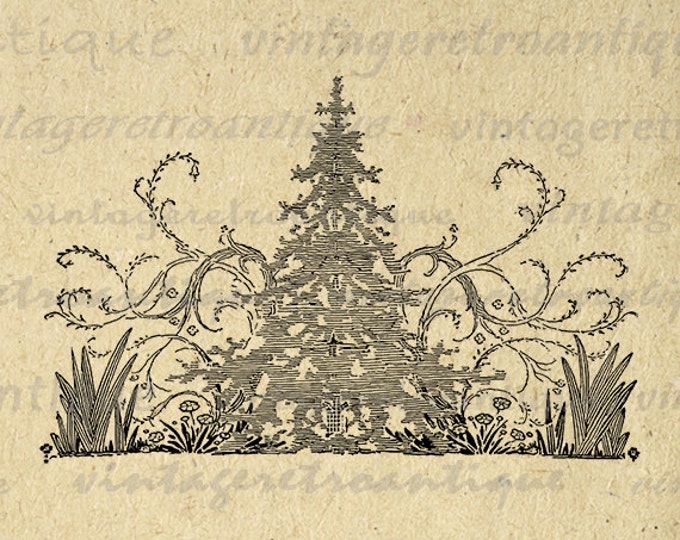 Christmas Tree Digital Image Download Printable Graphic Vintage Clip Art Jpg Png Eps HQ No.2400