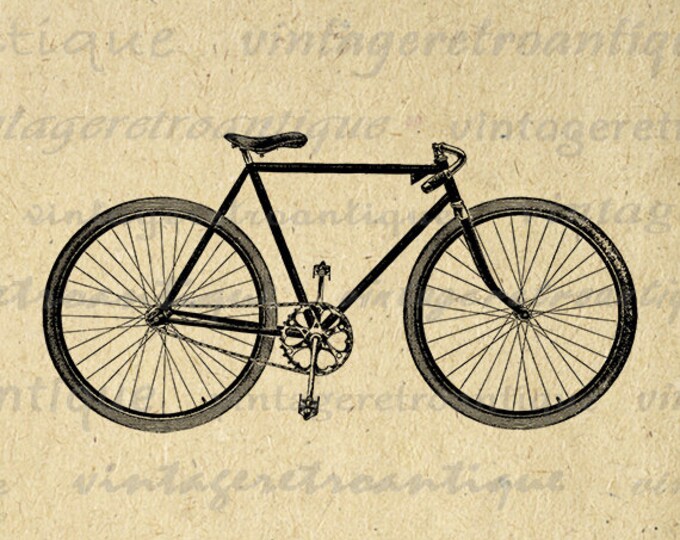 Digital Antique Bicycle Printable Image Illustration Download Bike Graphic Vintage Clip Art Jpg Png Eps HQ 300dpi No.1435