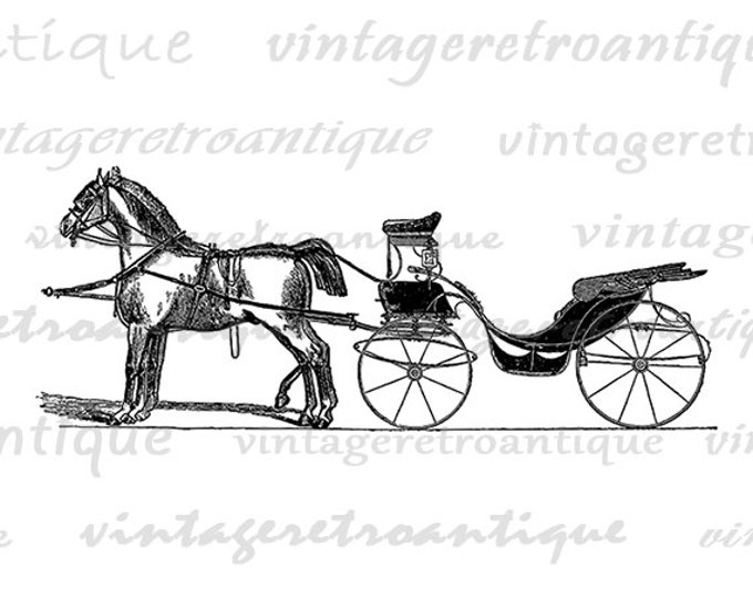 Digital Printable Horse Carriage Download Horses Image Graphic Artwork Vintage Clip Art Jpg Png Eps HQ 300dpi No.3703