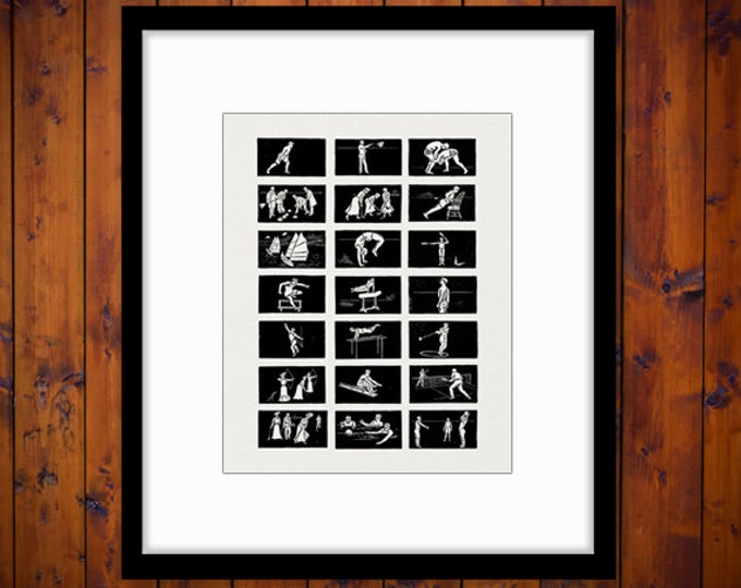 Digital Image Sports Collage Sheet Graphic Antique Artwork Download Printable Vintage Clip Art Jpg Png Eps HQ 300dpi No.4158