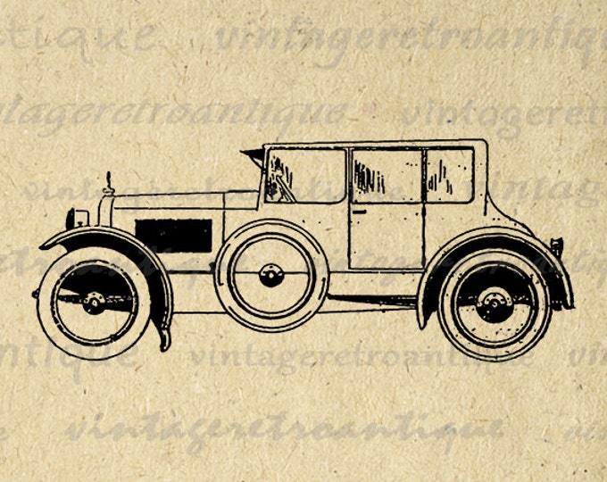 Antique Car Digital Graphic Printable Illustration Image Download Vintage Clip Art Jpg Png Eps HQ 300dpi No.3457