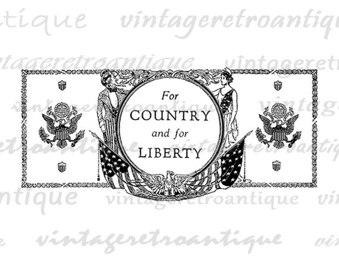 United States Liberty Banner America US USA Digital Image Download Printable Graphic Vintage Clip Art Jpg Png Eps 18x18 HQ No.3232