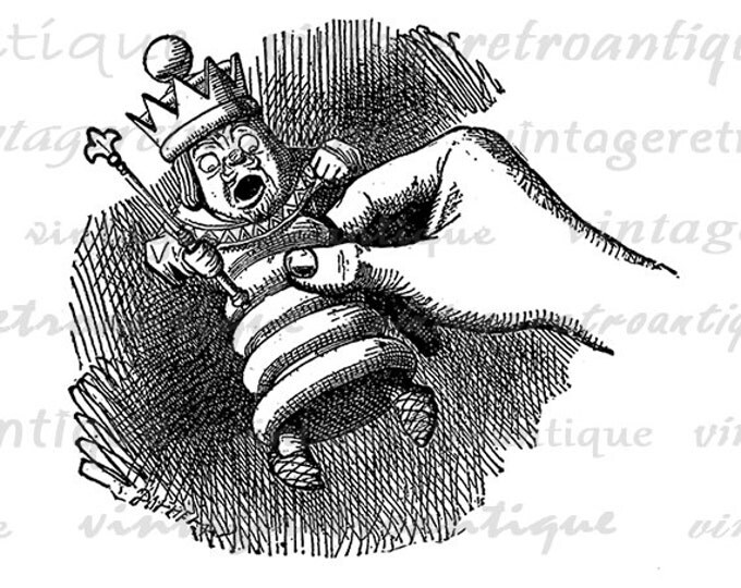 Digital Alice Holds the White King Printable Graphic Alice in Wonderland Image Download Antique Clip Art Jpg Png Eps HQ 300dpi No.218