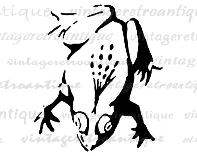 Digital Frog Graphic Printable Toad Image Illustration Download Vintage Clip Art Jpg Png Eps HQ 300dpi No.859