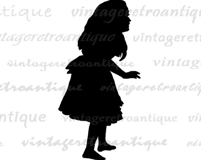 Alice in Wonderland Printable Digital Image Alice Silhouette Graphic Download Antique Clip Art for Transfers Printing etc HQ 300dpi No.4668