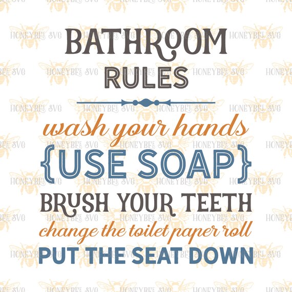 Bathroom Rules svg eps dxf jpg png cut file for use with