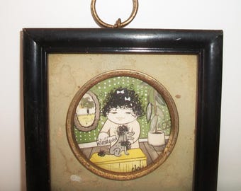 Retro Girl Grooming Poodle Wall Art Picture Counterpoint Japan Vintage Home Decor
