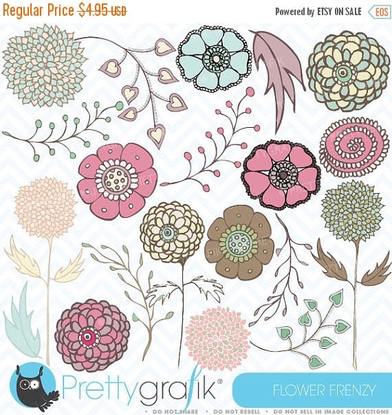 80% OFF SALE Flower clipart commercial use, vector graphics, digital clip art, digital images - CL316 Il_570xn