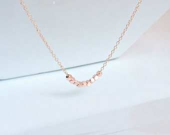 Rose Gold Necklace, Dainty Rose Gold Necklace, Rose Gold Jewelry, Rose Gold Bead, Layering Necklace, Bridesmaid Gifts, Mom Gifts, UK Seller
