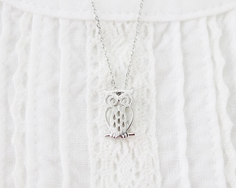 Gold and Silver Tiny Owl Necklace . Simple and Modern Necklace Birthday Gift Dainty Everyday Necklace