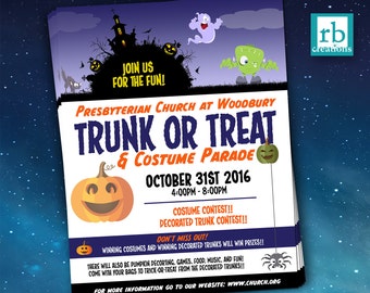 Trunk or Treat, Halloween flyer, Block Party, Autumn flyer, Treat or Treat Flyer Design, October Flyer, Flyer Design - Digital Printables