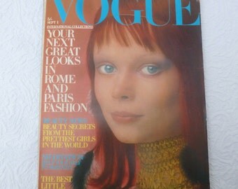 Vintage Vogue magazine September fashion and beauty 1970s history fashion gift for her coffee table memorabilia collectors Sept issue 1970.