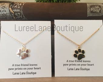 Paw print necklace/Paw print pendant/Dog necklace/Cat necklace/Paw print jewelry/Pet memorial necklace/Pet memorial jewelry/Cat & dog lover