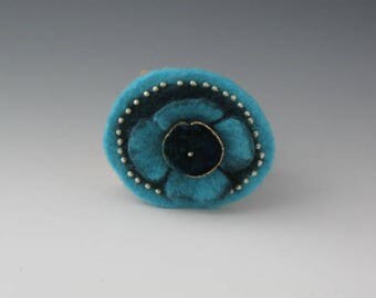Felted Flower Brooch, Flower Pin, Brooch, Felted Pin, Flower Brooch,Blue Flower Pin