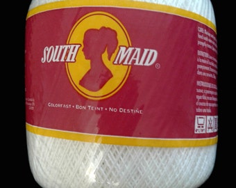 White cotton crochet thread Size 10 South Maid sealed package