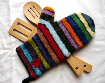 Handmade Felted Oven Mitt