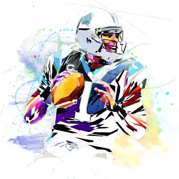 CANVAS PRINT Cam Newton Football Art Carolina Panthers