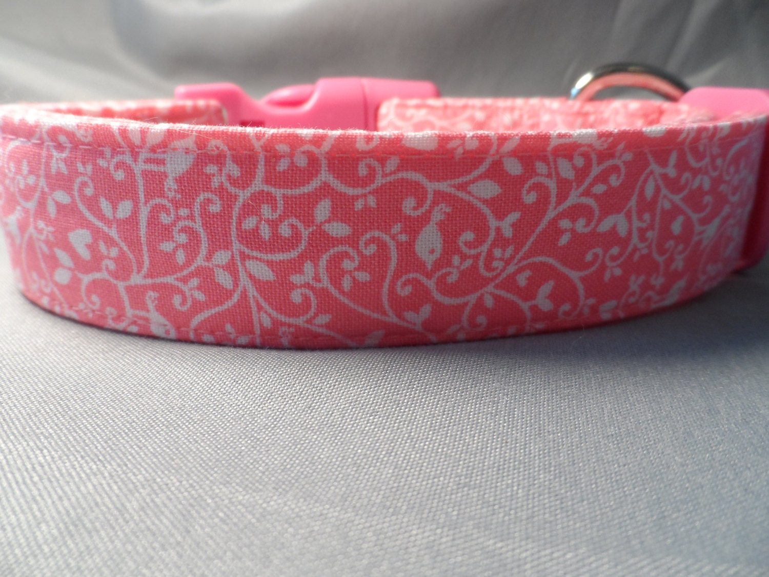 Girl Dog Collar Pretty Scroll on Bright Pink