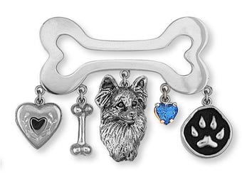 Papillon Brooch Pin Jewelry Sterling Silver Handmade Dog Brooch Pin PA2-BR