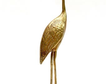 Reserved for N Brass Crane, Long-Legged Wading Bird Statue, Mid-Century Modern