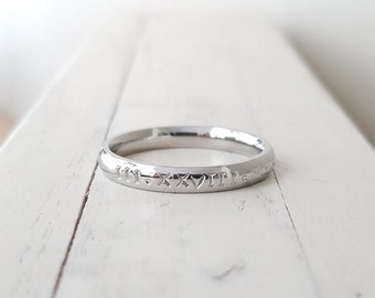Roman Numeral stacking ring 3mm roman numeral Ring Hand Stamped stacking ring Stainless Steel hypoallergenic comfort anniversary ring
