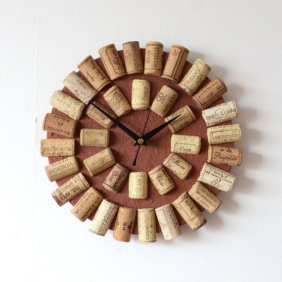 Cork Wall Clock Recycled Wine Corks Clock Brown Clock