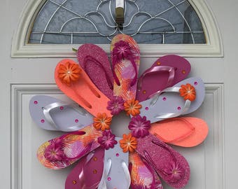 Front Door Wreath / Beach Wall Decor / Flip Flop Wreath